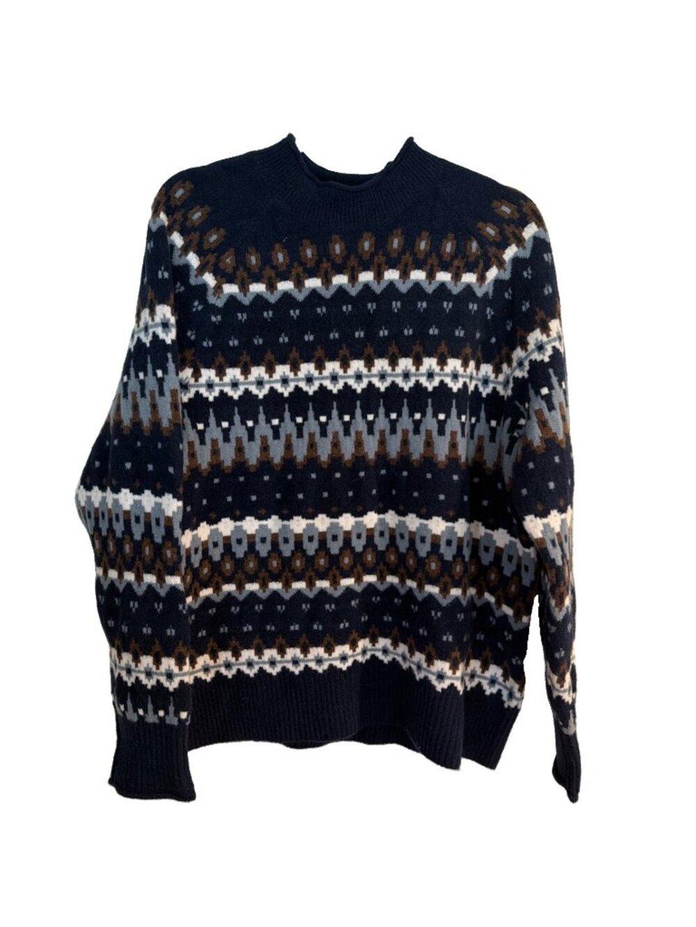 Banana Republic Womens Fair Isle Mockneck Sweater Sz. XL NEW With Tags